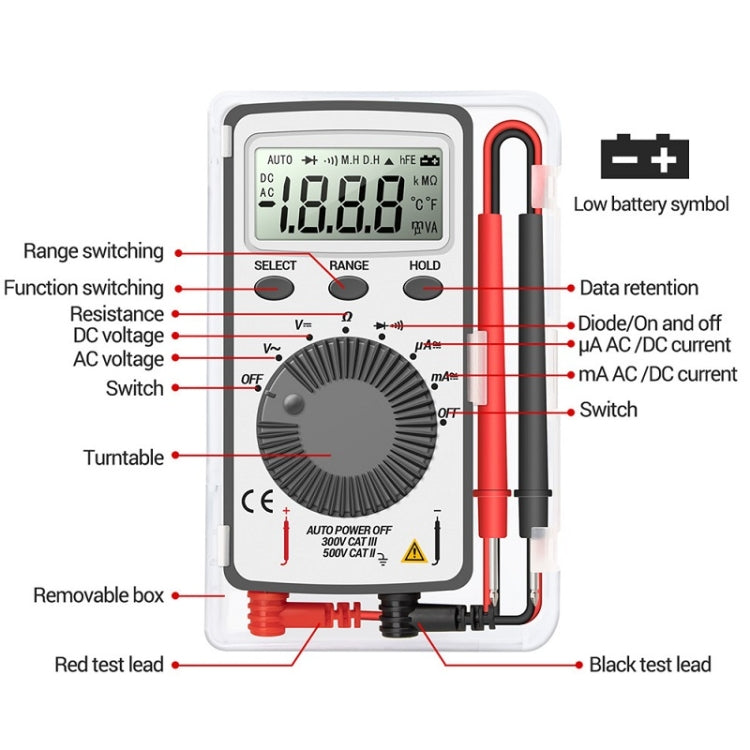 ANENG AN-101 Ultra-thin Mini Digital Display Voltage and Current Multimeter - Digital Multimeter by ANENG | Online Shopping UK | buy2fix