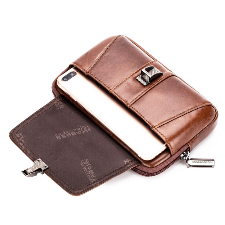 BULL CAPTAIN Multifunctional Leather Mobile Phone Small Waist Bag For Men(Horizontal Brown) - Wallets by BULL CAPTAIN | Online Shopping UK | buy2fix