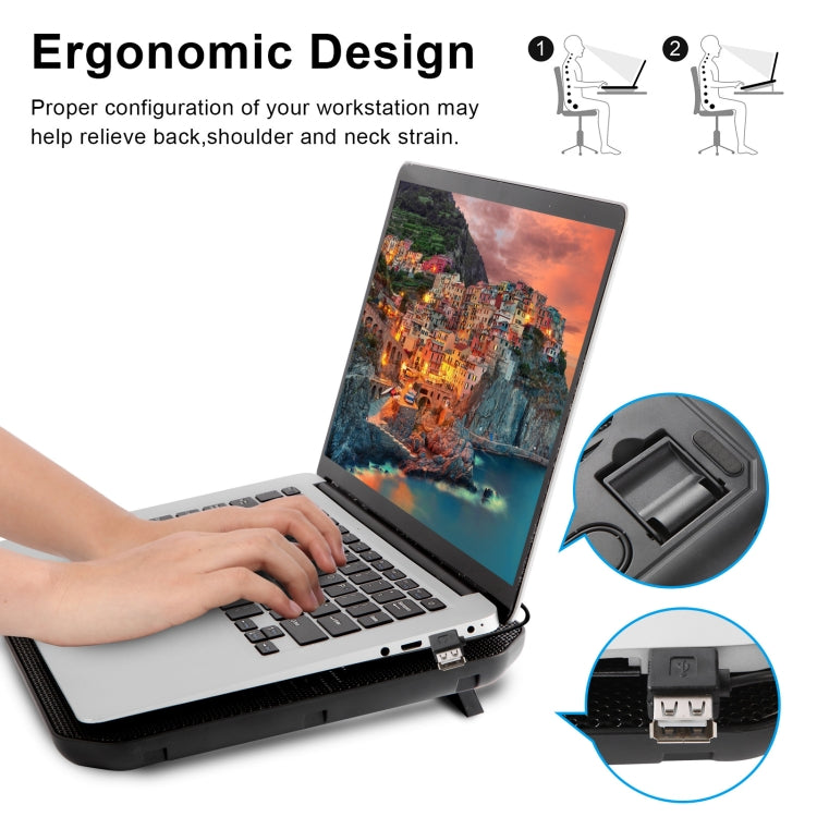 NUOXI M10 Dual USB Laptop Cooler(Black) - Cooling Pads by NUOXI | Online Shopping UK | buy2fix