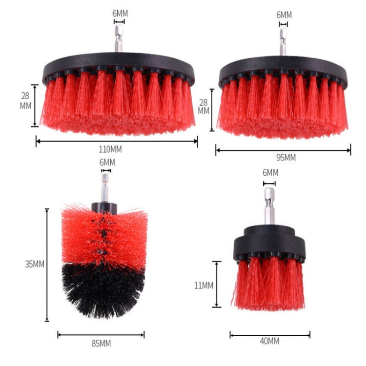 16 PCS / Set Car Washing Tool Brush Drill Cleaning Brush Tire Cleaning Floor Brush(Red) - Car washing supplies by buy2fix | Online Shopping UK | buy2fix