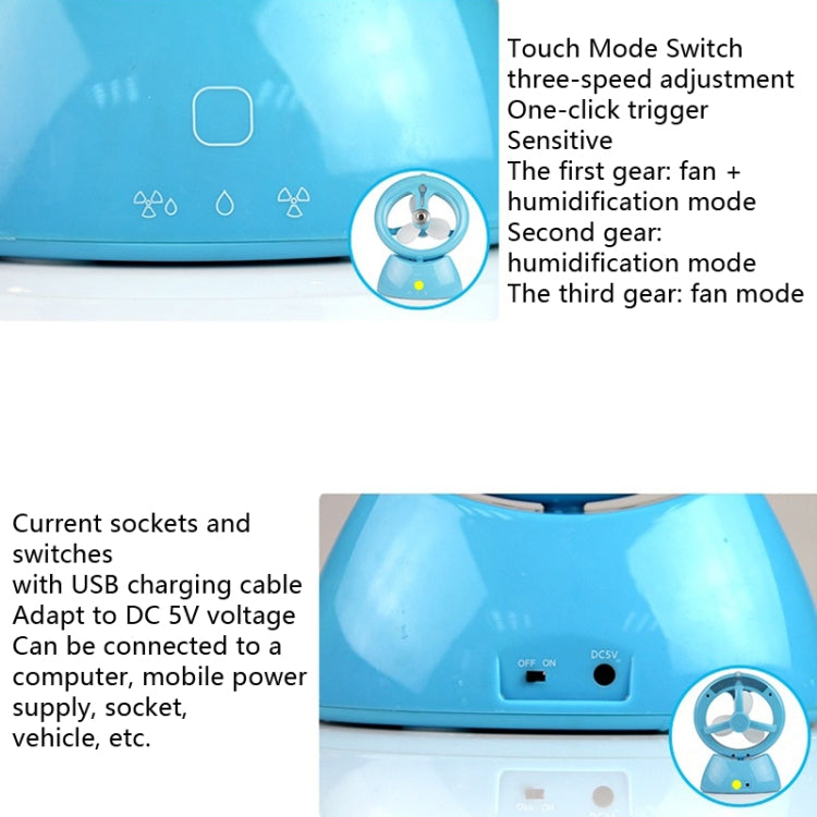 Mini USB Rechargeable Spray Fan Student Dormitory Office Desktop Mute Fan(Frosted Sky Blue) - Electric Fans by buy2fix | Online Shopping UK | buy2fix