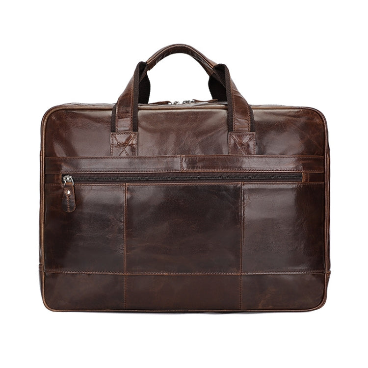 Men Retro Oil Wax Leather Handbag 17 Inch Computer Bag Shoulder Diagonal Briefcase(Brown) - 15.6 - 17 inch by J.M.D | Online Shopping UK | buy2fix