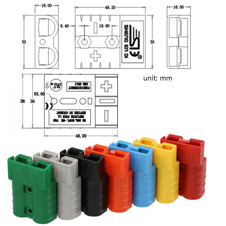 SHENG EN DI Connector Lithium Battery Charge And Discharge Electric Plug(SG 50A 600V Gray) - Booster Cable & Clip by buy2fix | Online Shopping UK | buy2fix