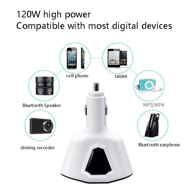 3.1A Dual USB Digital Display Multi-Function Driving Recorder Universal Automotive Charger(White) by buy2fix