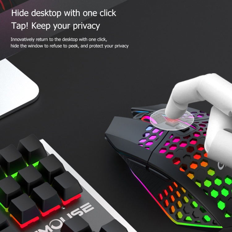 FMOUSE X801 8 Keys 1600DPI Hollow Luminous Gaming Office Mouse,Style: Black Wireless Rechargeable - Wireless Mice by FMOUSE | Online Shopping UK | buy2fix