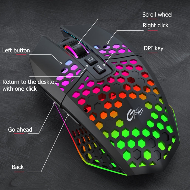 FMOUSE X801 8 Keys 1600DPI Hollow Luminous Gaming Office Mouse,Style: Black Wired - Wireless Mice by FMOUSE | Online Shopping UK | buy2fix
