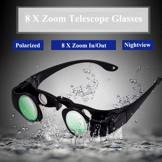 8x Fishing Binoculars Zoomable Telescope Glasses ,Style: Telescope+Gray+Red Clip by buy2fix