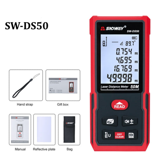 SNDWAY SW-DS50 Handheld Laser Rangefinder Infrared Laser Ruler, Distance: 50m by SNDWAY