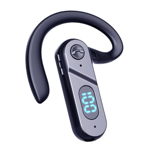 V28 Bluetooth Headset Hanging Ear Digital Display Single Ear Voice Control Earphone(Black) by buy2fix