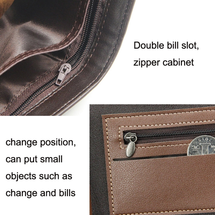 Menbense Hot Stamping Hinge Short Matte Multi-Card Large Capacity Male Wallet(D3301-4 Black) - Wallets by MenBense | Online Shopping UK | buy2fix