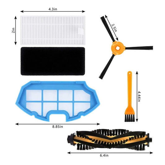 For ECOVACS N79S / DN620 / 500 4pairs Side Brushes+ 6pcs Filters+Roller Brush by buy2fix