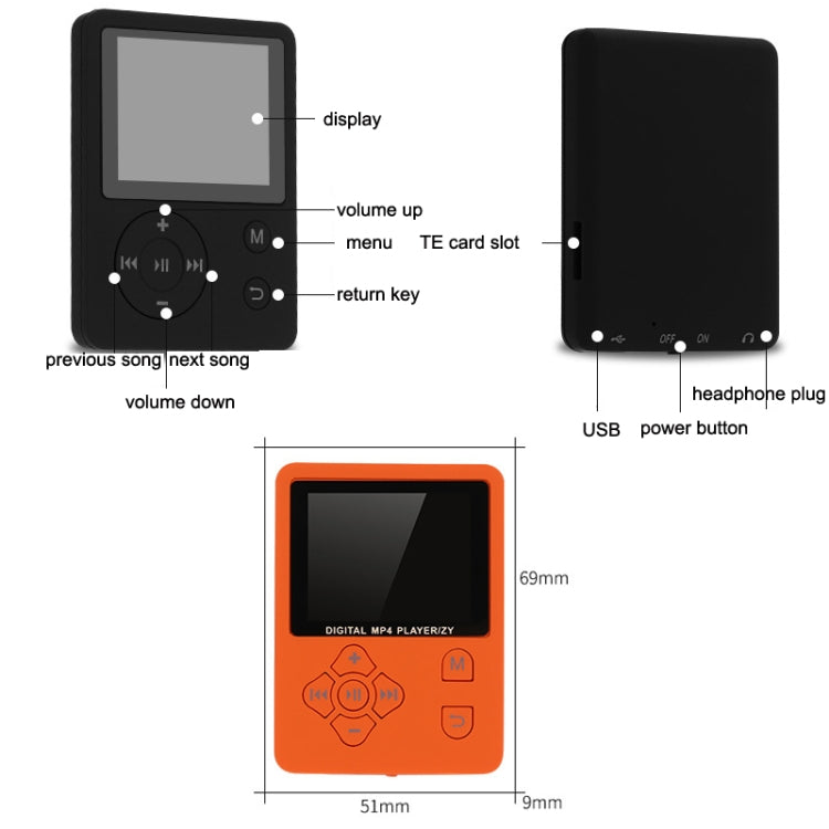 T69 Card Lyrics Synchronization Lossless Sound Quality MP4 Player, Style: Round Button(White) - MP4 Player by buy2fix | Online Shopping UK | buy2fix