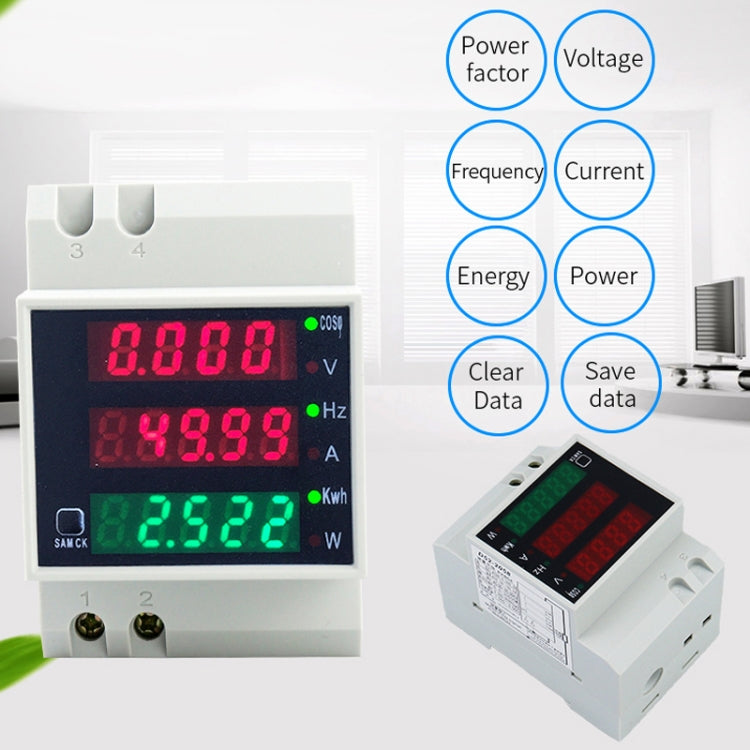 D52-2058 Wattmeter Din rail Volt Current Meter, Specification: AC80-300V Built-in CT - Current & Voltage Tester by buy2fix | Online Shopping UK | buy2fix