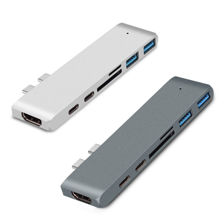 7 In 1 100W USB 3.1 To 20VPD+Card Reader Data+HUB+HDMI 4K Converter(Gray) - USB HUB by buy2fix | Online Shopping UK | buy2fix