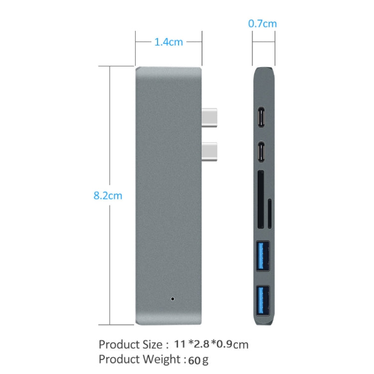 7 In 1 100W USB 3.1 To 20VPD+Card Reader Data+HUB+HDMI 4K Converter(Gray) - USB HUB by buy2fix | Online Shopping UK | buy2fix