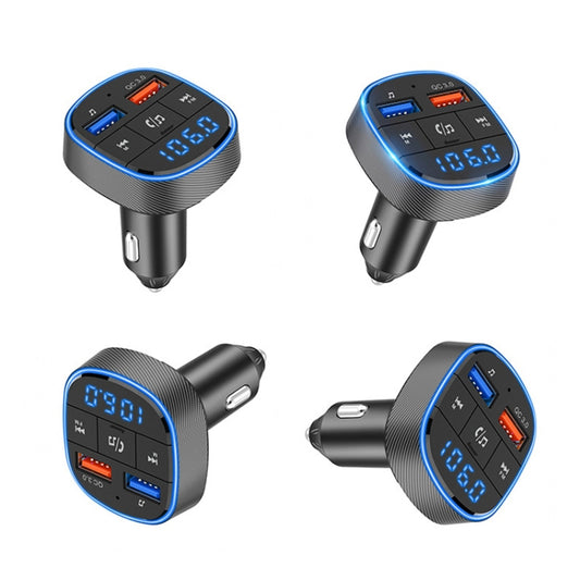 QC3.0 Fast Charge Car Bluetooth MP3 Player Car FM Transmitter(Black) - Bluetooth Car Kits by buy2fix | Online Shopping UK | buy2fix