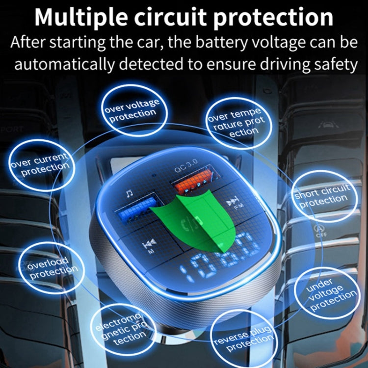 QC3.0 Fast Charge Car Bluetooth MP3 Player Car FM Transmitter(Black) - Bluetooth Car Kits by buy2fix | Online Shopping UK | buy2fix