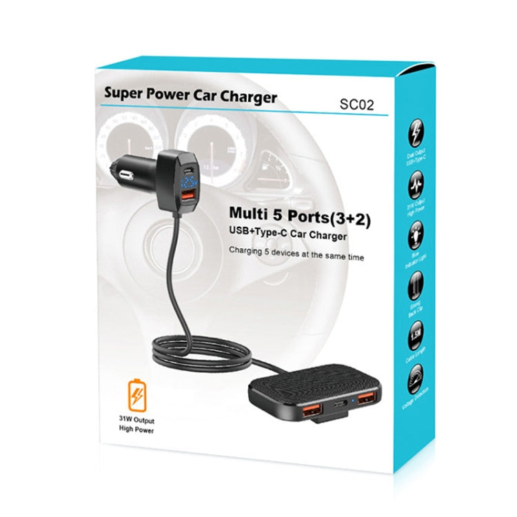 SC02 5 In 1 Mobile Phone Fast Recharge Car Charger - Cigar Socket by buy2fix | Online Shopping UK | buy2fix