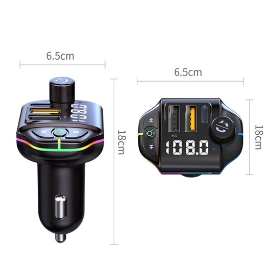 A10 Colorful Atmosphere Light FM Bluetooth Transmitter Car Charger - Bluetooth Car Kits by buy2fix | Online Shopping UK | buy2fix