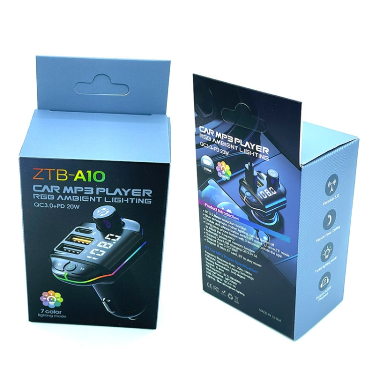 A10 Colorful Atmosphere Light FM Bluetooth Transmitter Car Charger - Bluetooth Car Kits by buy2fix | Online Shopping UK | buy2fix