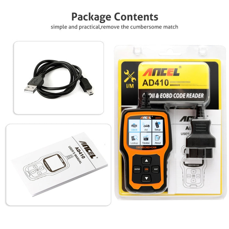 ANCEL AD410 OBD2 Car Universal Auto Diagnostic Scanner - Code Readers & Scan Tools by buy2fix | Online Shopping UK | buy2fix