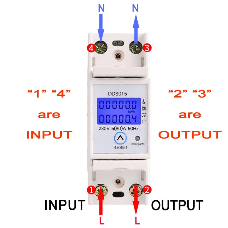 SINOTIMER DDS015 Backlight Display Single-phase Household Rail Energy Meter 5-80A 230V - Current & Voltage Tester by SINOTIMER | Online Shopping UK | buy2fix