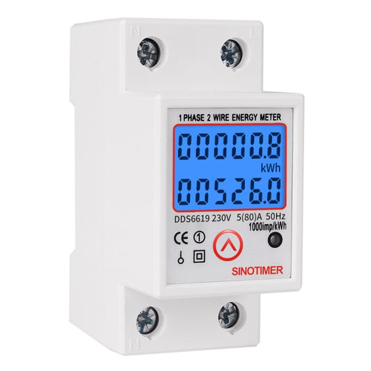 SINOTIMER DDS6619-526L-2 Can Reset Zero Backlight Display Single-phase Rail Electric Energy Meter by SINOTIMER