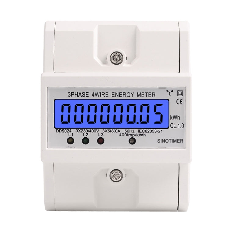 SINOTIMER Three-Phase Backlight Display Rail Type Electricity Meter 5-100A 400V(DDS024 White Shell) - Current & Voltage Tester by SINOTIMER | Online Shopping UK | buy2fix