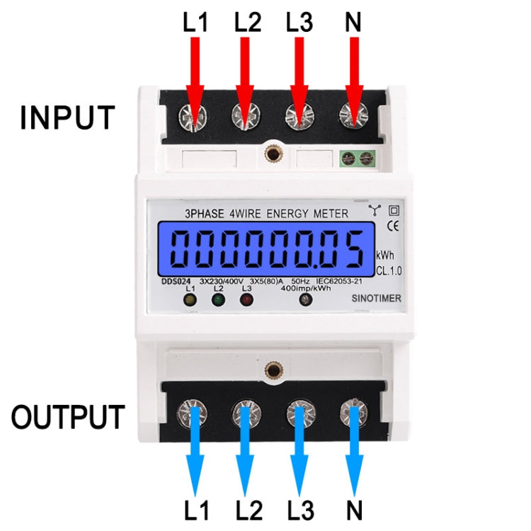 SINOTIMER Three-Phase Backlight Display Rail Type Electricity Meter 5-100A 400V(DDS024 White Shell) - Current & Voltage Tester by SINOTIMER | Online Shopping UK | buy2fix