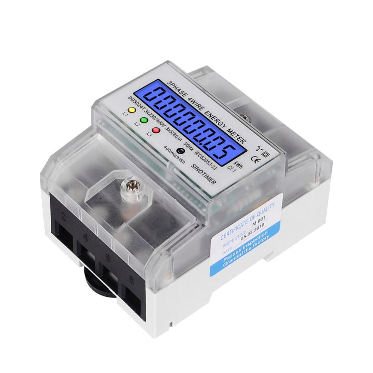 SINOTIMER Three-Phase Backlight Display Electricity Meter 5-100A 400V(DDS024T Transparent Shell) - Current & Voltage Tester by SINOTIMER | Online Shopping UK | buy2fix