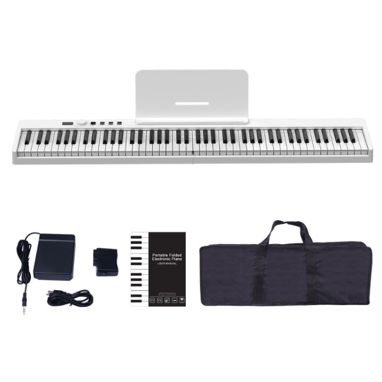 88-Key Portable Smart Folding Electric Piano, EU Plug(PJ88C White) by buy2fix