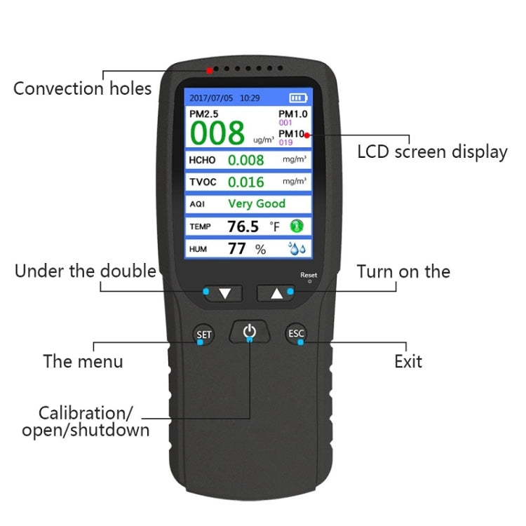 DM106A Indoor Haze Dust Formaldehyde Air Quality Detector - Air & Water Quality Tester by buy2fix | Online Shopping UK | buy2fix