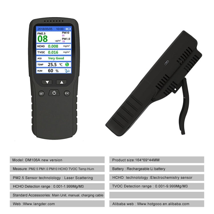 DM106A Indoor Haze Dust Formaldehyde Air Quality Detector - Air & Water Quality Tester by buy2fix | Online Shopping UK | buy2fix