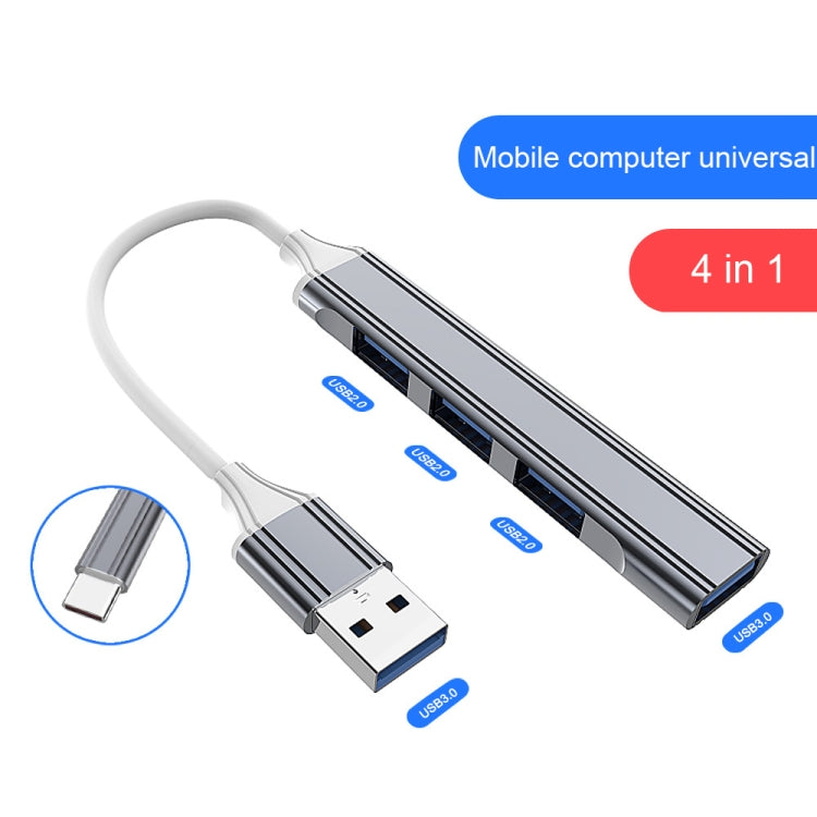 4 in 1 Mini Multifunctional Expanded Docking, Spec: Type-C/USB-C 3.0 (Gray) - USB 3.0 HUB by buy2fix | Online Shopping UK | buy2fix