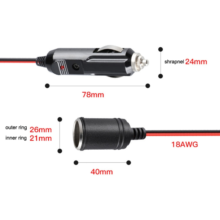 12-24V Car Cigarette Lighter Plug Extension Line, Cable Length 3.7m - Cigar Socket by buy2fix | Online Shopping UK | buy2fix