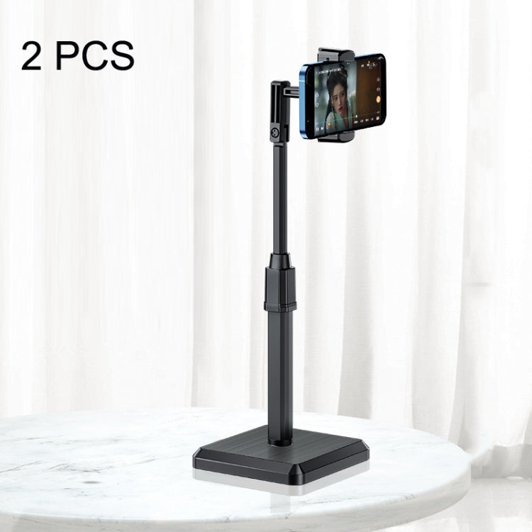 2 PCS Desktop Mobile Phone Live Broadcast Bracket Online Class Telescopic Floor Stand(Cool Black) - Stand by buy2fix | Online Shopping UK | buy2fix