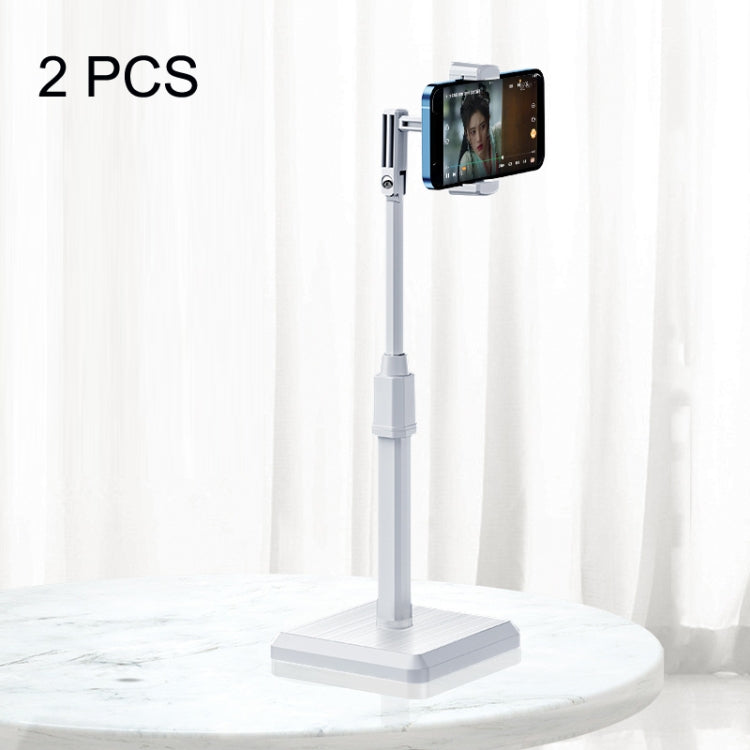 2 PCS Desktop Mobile Phone Live Broadcast Bracket Online Class Telescopic Floor Stand(Ivory White) - Stand by buy2fix | Online Shopping UK | buy2fix