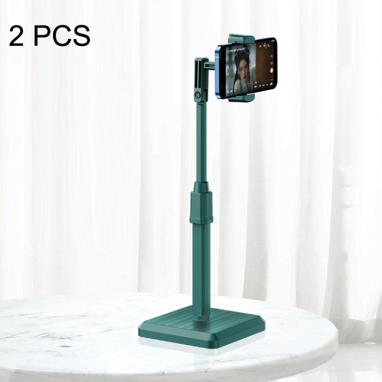 2 PCS Desktop Mobile Phone Live Broadcast Bracket Online Class Telescopic Floor Stand(Dark Green) - Stand by buy2fix | Online Shopping UK | buy2fix