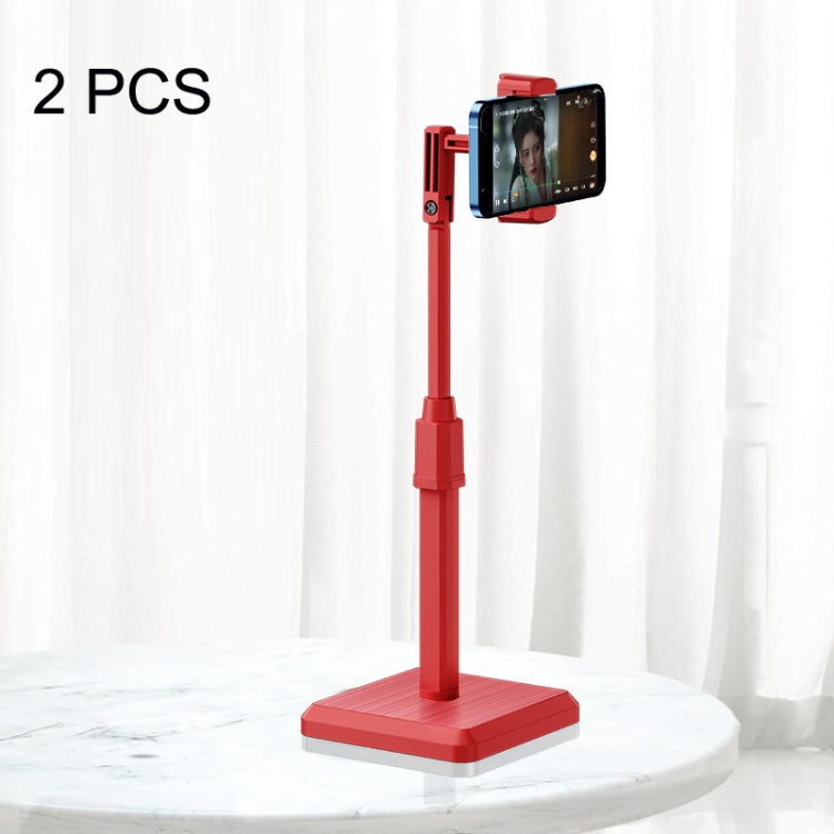 2 PCS Desktop Mobile Phone Live Broadcast Bracket Online Class Telescopic Floor Stand(Lucky Red) - Stand by buy2fix | Online Shopping UK | buy2fix