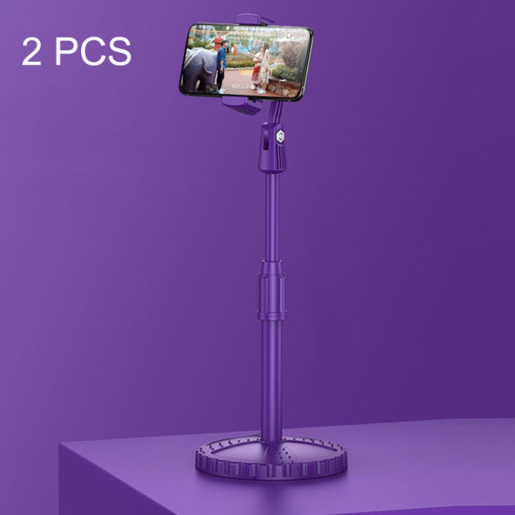 2 PCS Multifunctional Live Telescopic Mobile Phone Desktop Bracket(Noble Purple) - Stand by buy2fix | Online Shopping UK | buy2fix