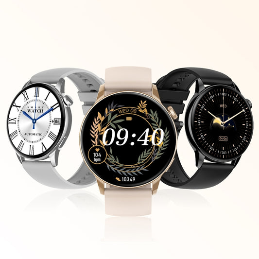 HD1 1.3 Inch AMOLED Screen Smart Watch with NFC Function(Gold Steel+Silicone Strap) by buy2fix