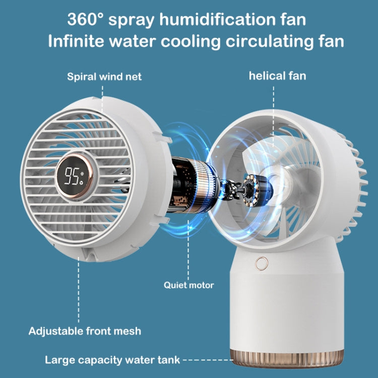 Spray Humidified LED Digital Display Office Home Fan, Style: USB Direct Plug(Blue) - Electric Fans by buy2fix | Online Shopping UK | buy2fix