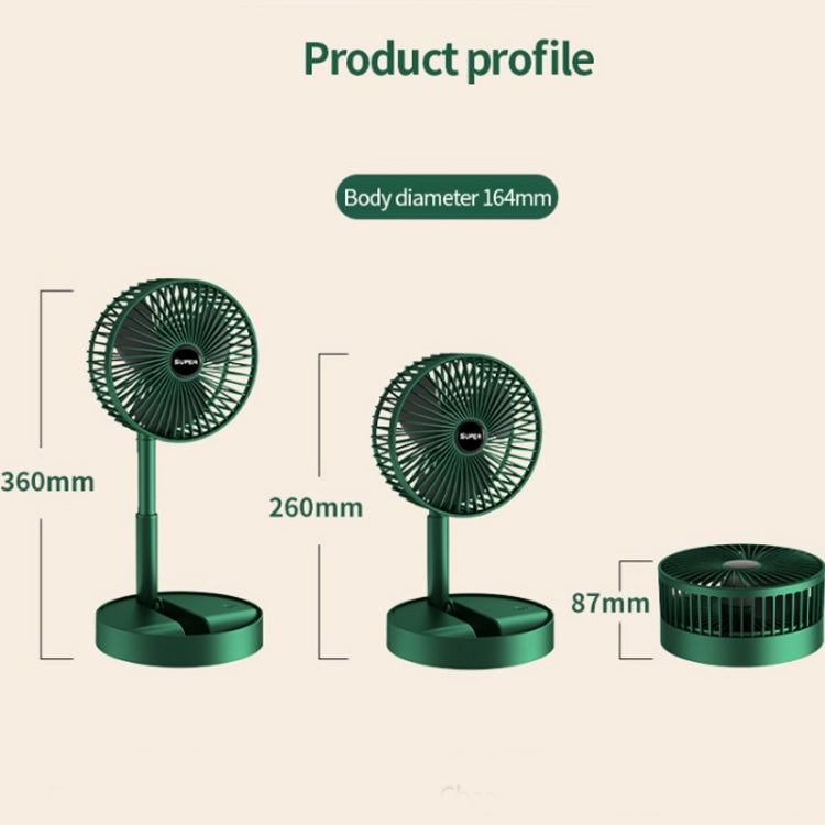 Portable Folding Fan Retractable Floor Standing Fan,Style: USB Plug In (Green) - Electric Fans by buy2fix | Online Shopping UK | buy2fix