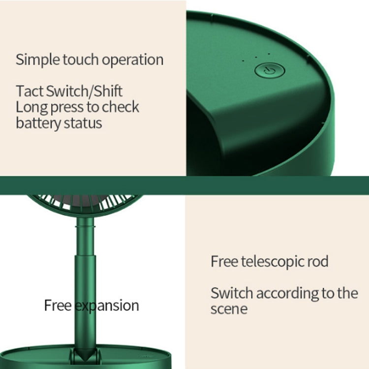 Portable Folding Fan Retractable Floor Standing Fan,Style: USB Plug In (Green) - Electric Fans by buy2fix | Online Shopping UK | buy2fix