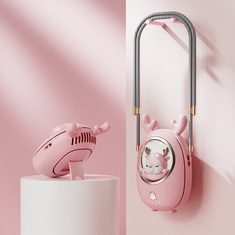 Children Hanging Neck Fan USB Handheld Light Glowing Mini Portable Fan(Pink) - Electric Fans by buy2fix | Online Shopping UK | buy2fix
