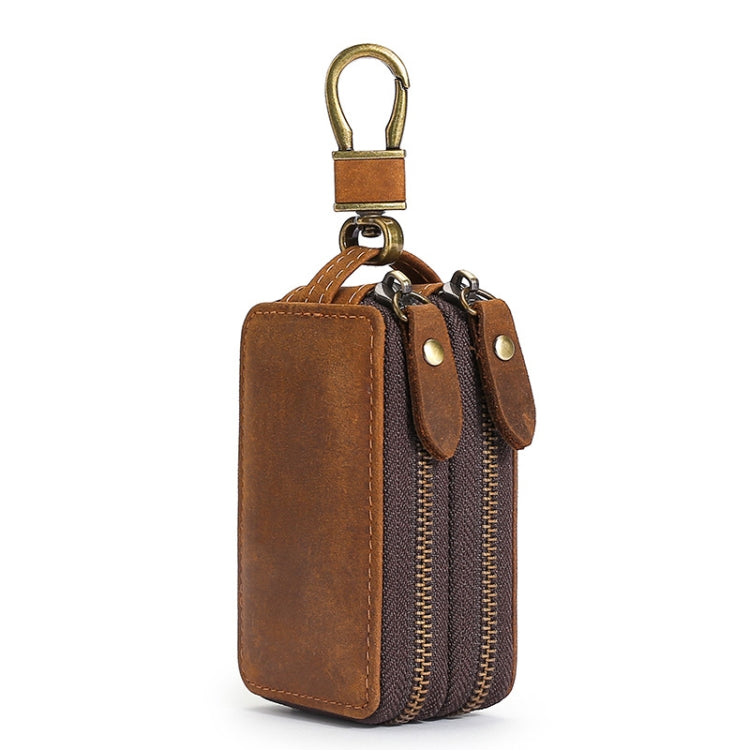 TP-9032 First Layer Cowhide Multifunctional Double Zipper Car Key Case(Brown) - Car Key Cases by buy2fix | Online Shopping UK | buy2fix