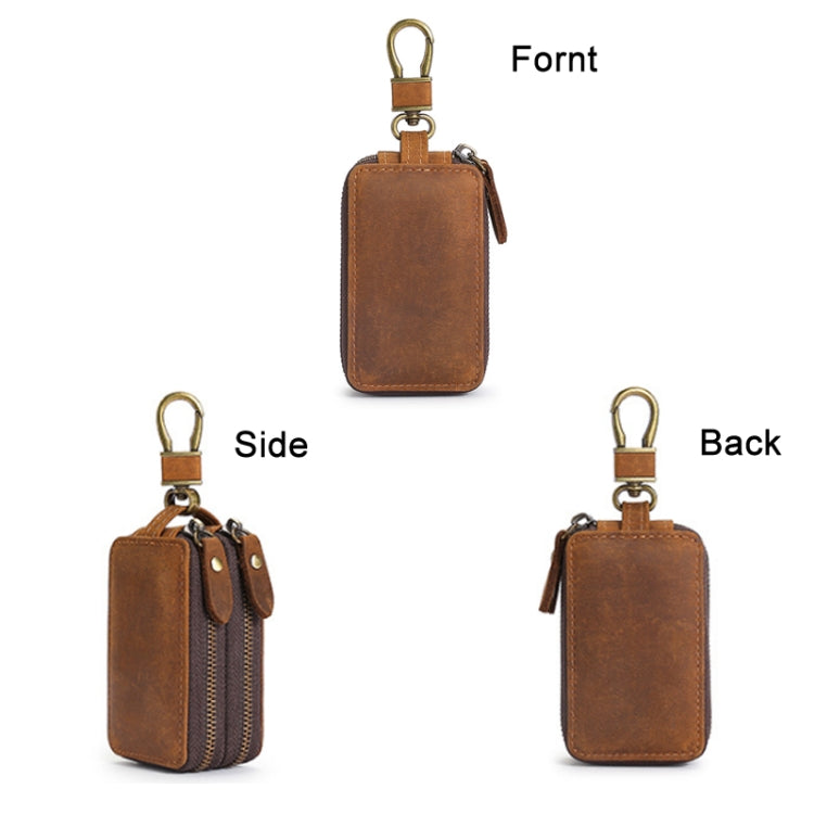 TP-9032 First Layer Cowhide Multifunctional Double Zipper Car Key Case(Brown) - Car Key Cases by buy2fix | Online Shopping UK | buy2fix