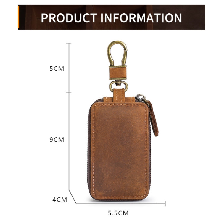 TP-9032 First Layer Cowhide Multifunctional Double Zipper Car Key Case(Brown) - Car Key Cases by buy2fix | Online Shopping UK | buy2fix