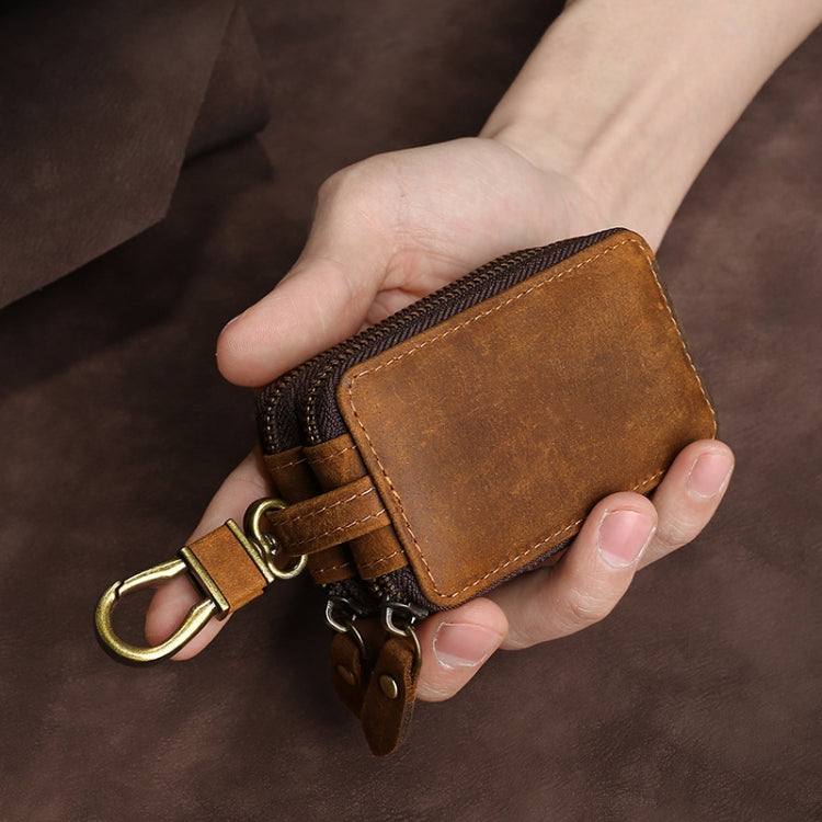 TP-9032 First Layer Cowhide Multifunctional Double Zipper Car Key Case(Brown) - Car Key Cases by buy2fix | Online Shopping UK | buy2fix