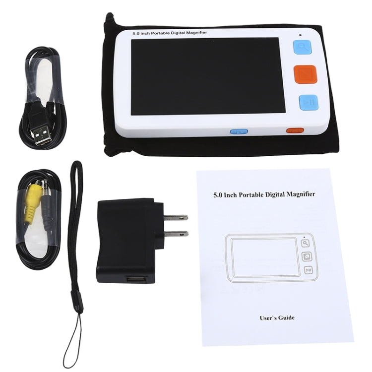 5.0 inch Portable HD Electronic Vision Aid Low Vision Magnifying Glass Reader, US Plug(White) by buy2fix